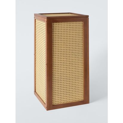 John Lewis Poly Rattan and Bamboo Laundry Basket, Cherry Wood Cherry Wood/Rattan | H68 x W35.20 x D35.20cm