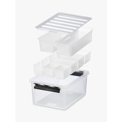 SmartStore  Classic Plastic Storage Box with Lid, 14L Clear | H18 x W30 x D40cm