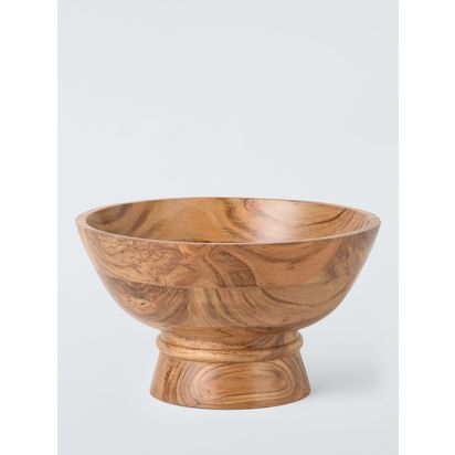 John Lewis Footed Serving Bowl, 27cm, FSC-Certified (Acacia Wood), Natural Natural | H16 x Dia.27cm