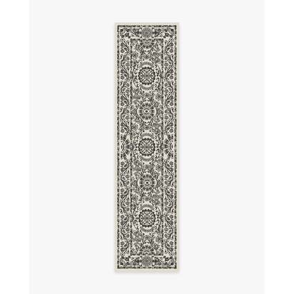 Delphina Black & White Flatwoven Rug - 75 x 305 cm - Rug + Pad System