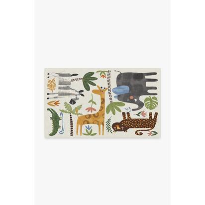 Jungle Safari Multicolour Flatwoven Rug - 90 x 150 cm - Rug + Pad System