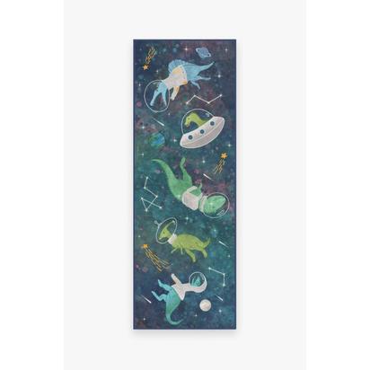 Dinosaurs in Space Flatwoven Rug - 75 x 215 cm - Rug + Pad System