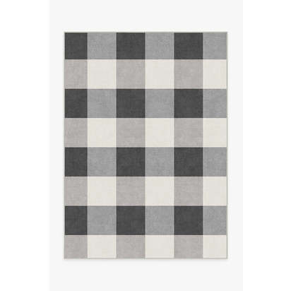 Buffalo Plaid Black & White Flatwoven Rug - 150 x 215 cm - Rug + Pad System