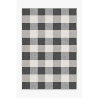 Buffalo Plaid Black & White Flatwoven Rug - 185 x 275 cm - Rug + Pad System