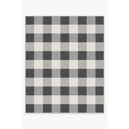 Buffalo Plaid Black & White Flatwoven Rug - 245 x 305 cm - Rug + Pad System