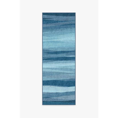 Meridian Blue Flatwoven Rug - 75 x 215 cm - Rug + Pad System