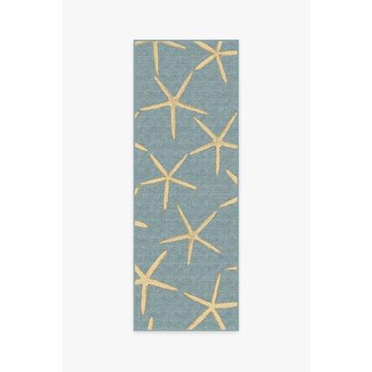 Starfish Pale Blue Flatwoven Rug - 75 x 215 cm - Rug + Pad System