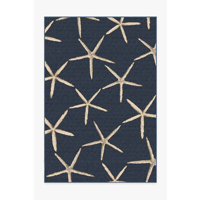 Starfish Navy Flatwoven Rug - 185 x 275 cm - Rug + Pad System