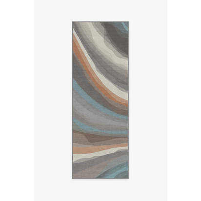 Watercolour Waves Sandstone Flatwoven Rug - 75 x 215 cm - Rug + Pad System