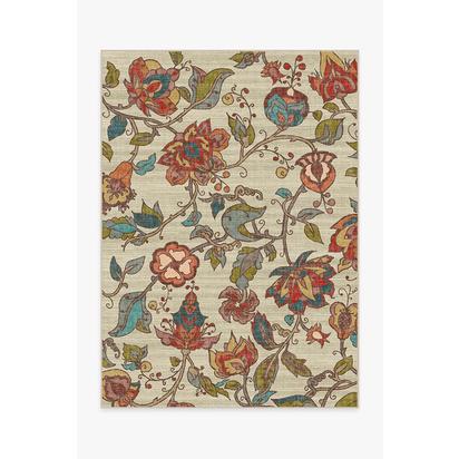 Frida Floral Natural Flatwoven Rug - 150 x 215 cm - Rug + Pad System