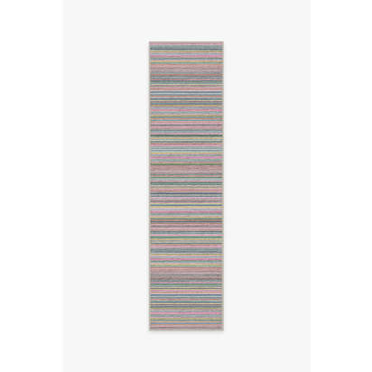 Multi Stripe Polychrome Flatwoven Rug - 75 x 305 cm - Rug + Pad System