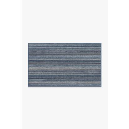 Multi Stripe Blue Flatwoven Rug - 90 x 150 cm - Rug + Pad System