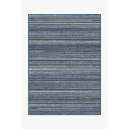 Multi Stripe Blue Flatwoven Rug - 150 x 215 cm - Rug + Pad System