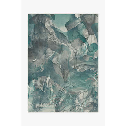 Aurora Teal Grey Flatwoven Rug - 150 x 215 cm - Rug + Pad System