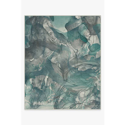 Aurora Teal Grey Flatwoven Rug - 245 x 305 cm - Rug + Pad System