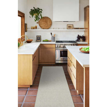 Heathered Solid Dove Grey Flatwoven Rug - 75 x 215 cm - Rug + Pad System