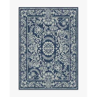 Delphina Navy Blue Flatwoven Rug - 150 x 215 cm - Rug + Pad System