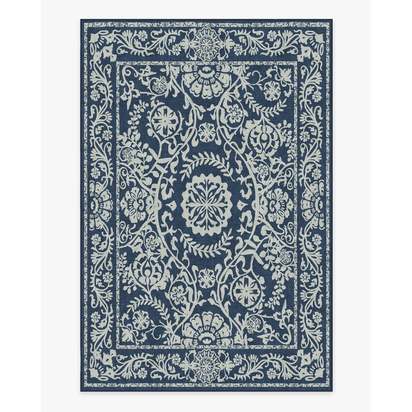 Delphina Navy Blue Flatwoven Rug - 185 x 275 cm - Rug + Pad System
