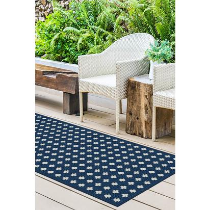 Adde Navy Outdoor Rug - 90 x 150 cm - Rug + Pad System