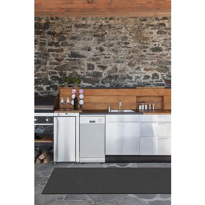Denim Solid Black Outdoor Rug - 75 x 215 cm - Rug + Pad System