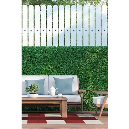 Gingham Plaid Red & White Outdoor Rug - 75 x 305 cm - Rug + Pad System