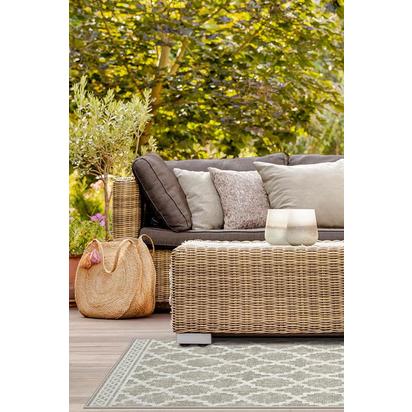 Cleo Trellis Natural Outdoor Rug - 185 x 275 cm - Rug + Pad System