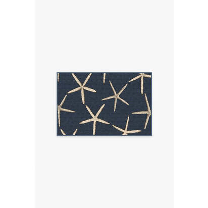 Starfish Navy Flatwoven Rug - 60 x 90 cm - Rug + Pad System