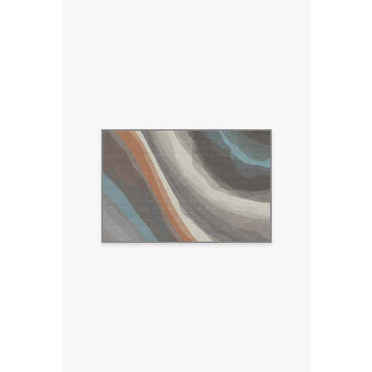Watercolour Waves Sandstone Flatwoven Rug - 60 x 90 cm - Rug + Pad System