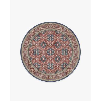 Alessia Royal Red Flatwoven Rug - 185 Round cm - Rug + Pad System