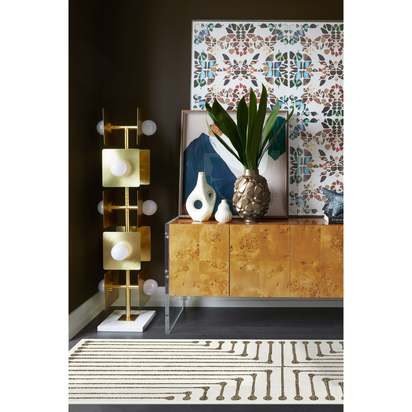 Inkdrop Camel & Ivory Flatwoven Rug by Jonathan Adler - 90 x 150 cm - Rug + Pad System