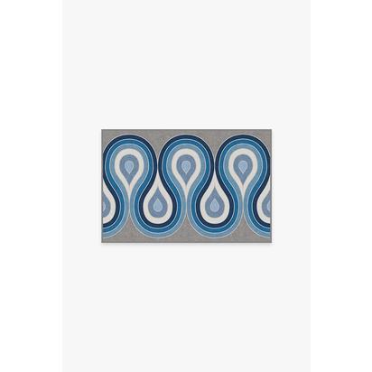 Milano Blue Steel Flatwoven Rug by Jonathan Adler - 60 x 90 cm - Rug + Pad System