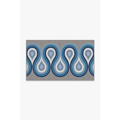 Milano Blue Steel Flatwoven Rug by Jonathan Adler - 90 x 150 cm - Rug + Pad System