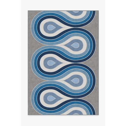 Milano Blue Steel Flatwoven Rug by Jonathan Adler - 185 x 275 cm - Rug + Pad System