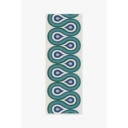 Milano Peacock Flatwoven Rug by Jonathan Adler - 75 x 215 cm - Rug + Pad System