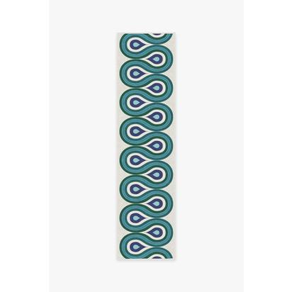 Milano Peacock Flatwoven Rug by Jonathan Adler - 75 x 305 cm - Rug + Pad System