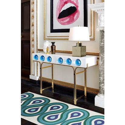 Milano Peacock Flatwoven Rug by Jonathan Adler - 75 x 305 cm - Rug + Pad System