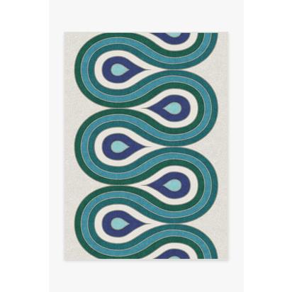 Milano Peacock Flatwoven Rug by Jonathan Adler - 150 x 215 cm - Rug + Pad System