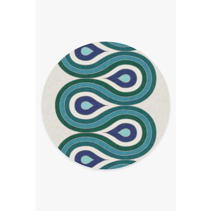 Milano Peacock Flatwoven Rug by Jonathan Adler - 245 Round cm - Rug + Pad System