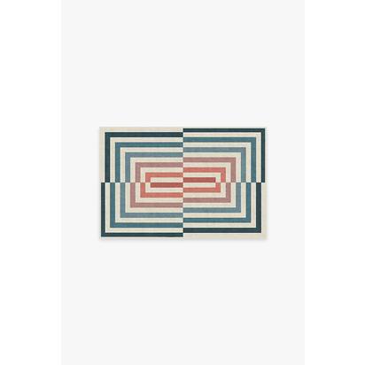 Op Art Teal Flatwoven Rug by Jonathan Adler - 60 x 90 cm - Rug + Pad System