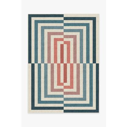 Op Art Teal Flatwoven Rug by Jonathan Adler - 150 x 215 cm - Rug + Pad System
