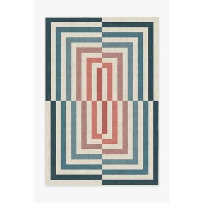 Op Art Teal Flatwoven Rug by Jonathan Adler - 185 x 275 cm - Rug + Pad System