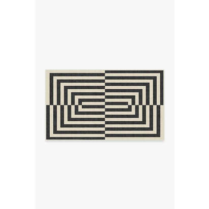 Op Art Charcoal Flatwoven Rug by Jonathan Adler - 90 x 150 cm - Rug + Pad System