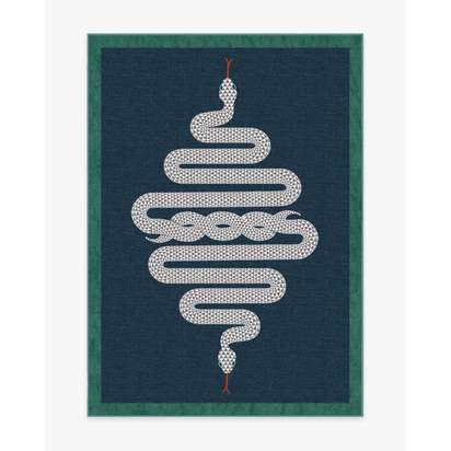 Venom Sapphire Flatwoven Rug by Jonathan Adler - 150 x 215 cm - Rug + Pad System