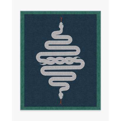 Venom Sapphire Flatwoven Rug by Jonathan Adler - 245 x 305 cm - Rug + Pad System