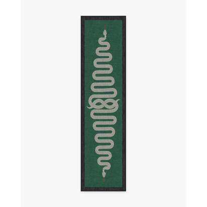 Venom Emerald Flatwoven Rug by Jonathan Adler - 75 x 305 cm - Rug + Pad System