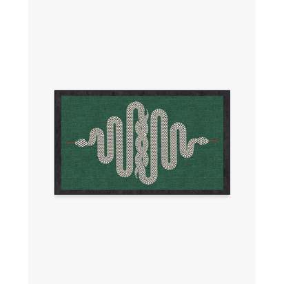 Venom Emerald Flatwoven Rug by Jonathan Adler - 90 x 150 cm - Rug + Pad System