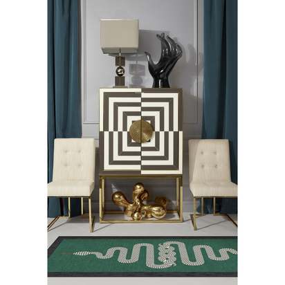 Venom Emerald Flatwoven Rug by Jonathan Adler - 90 x 150 cm - Rug + Pad System