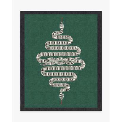 Venom Emerald Flatwoven Rug by Jonathan Adler - 245 x 305 cm - Rug + Pad System