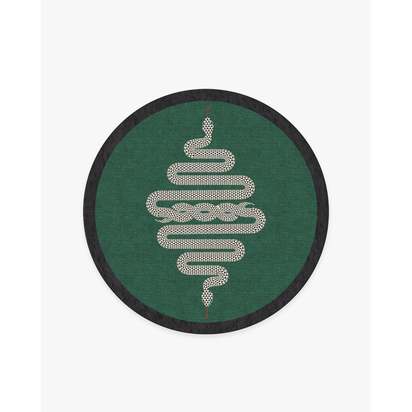 Venom Emerald Flatwoven Rug by Jonathan Adler - 185 Round cm - Rug + Pad System