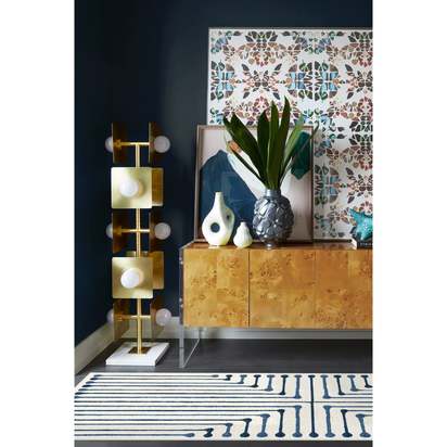 Inkdrop Slate Blue Flatwoven Rug by Jonathan Adler - 75 x 305 cm - Rug + Pad System